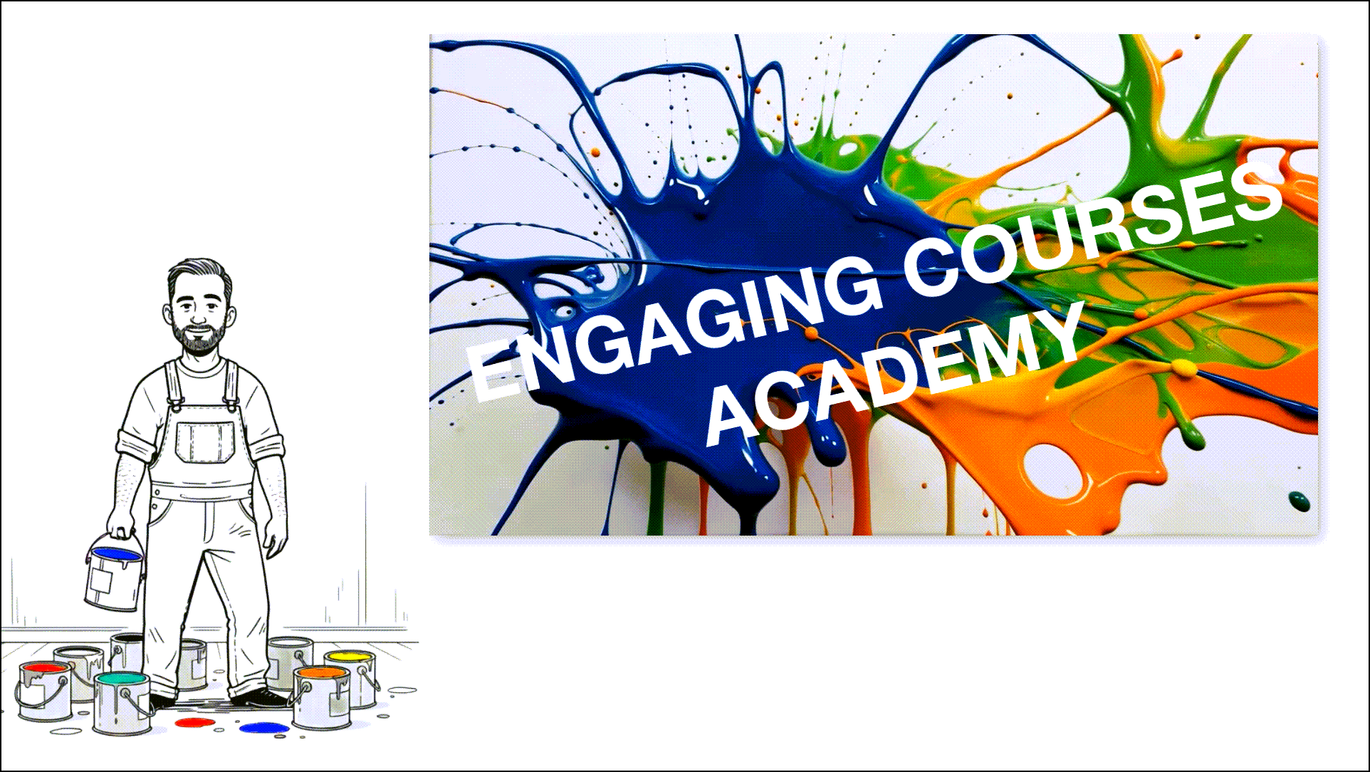 Illustrated character splashing paint