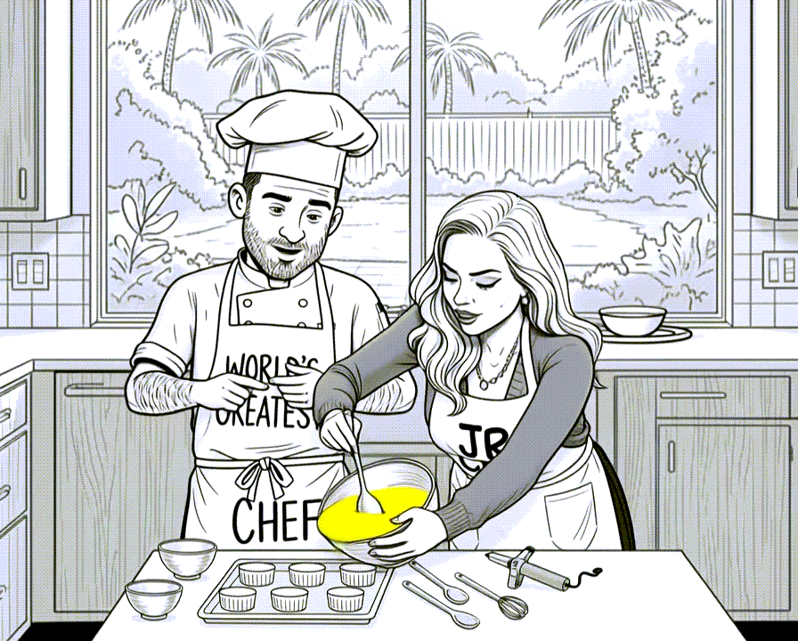 Chef character stirring